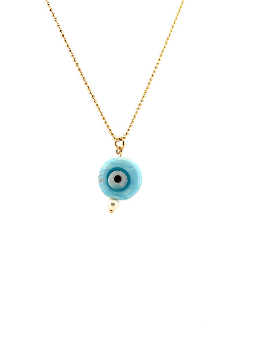 Little Evil Eye With Glass And Pearl Necklace