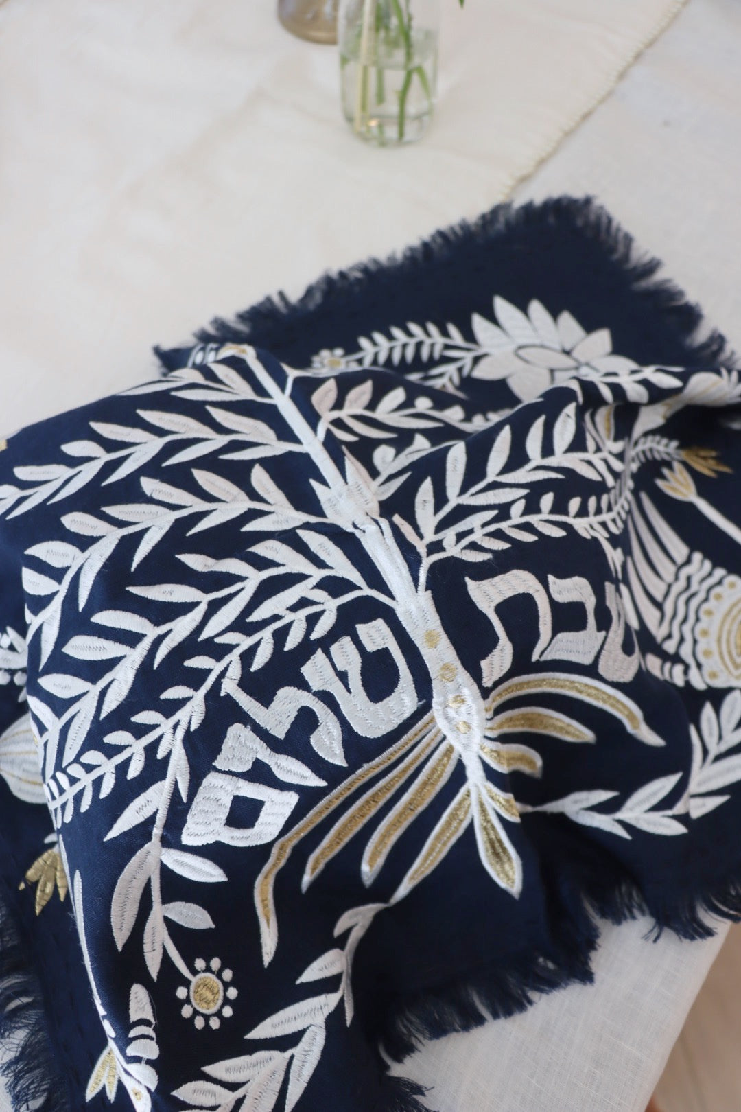 Tree Of Life Challah Cover Navy Blue
