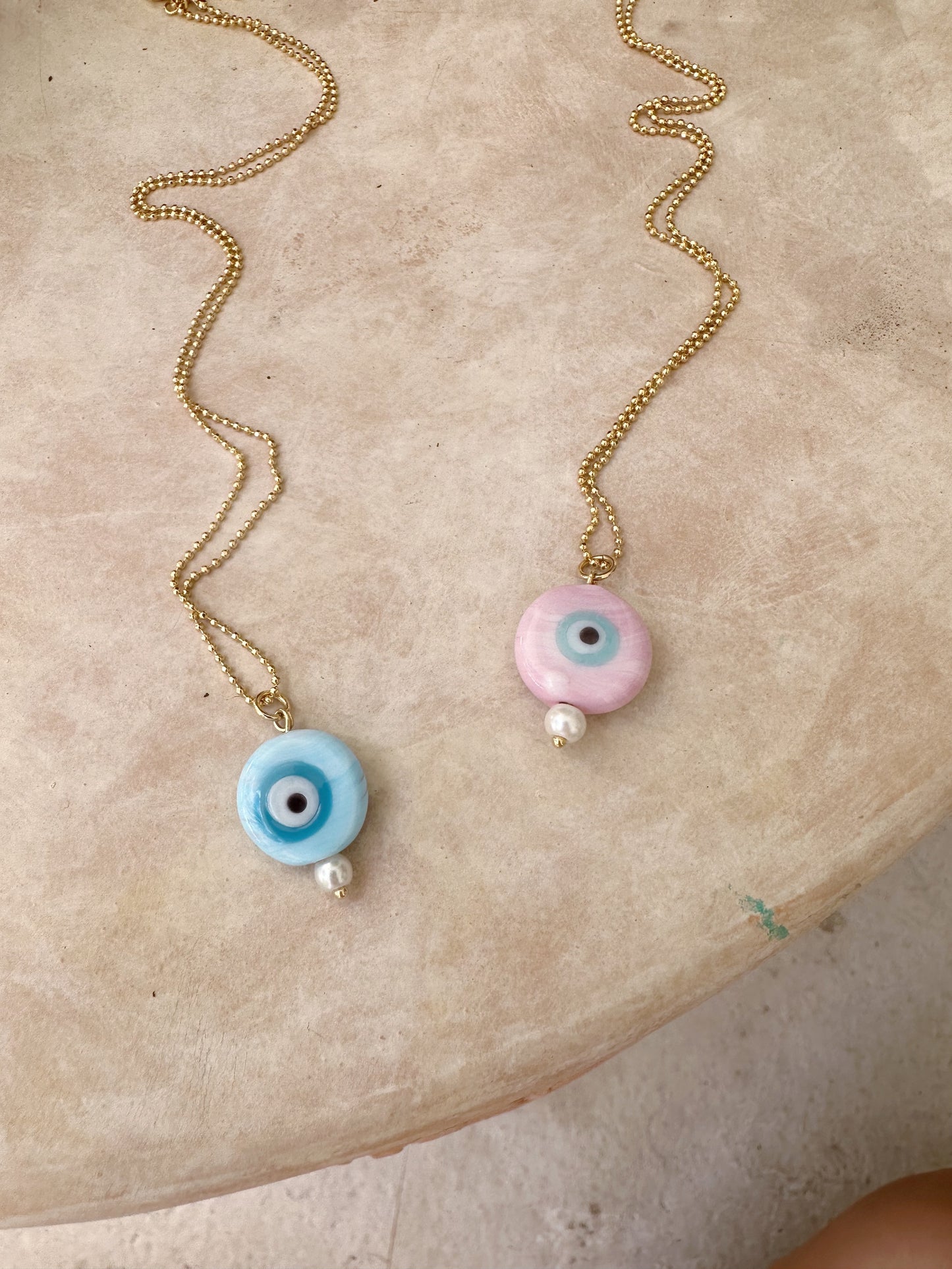 Little Evil Eye With Glass And Pearl Necklace