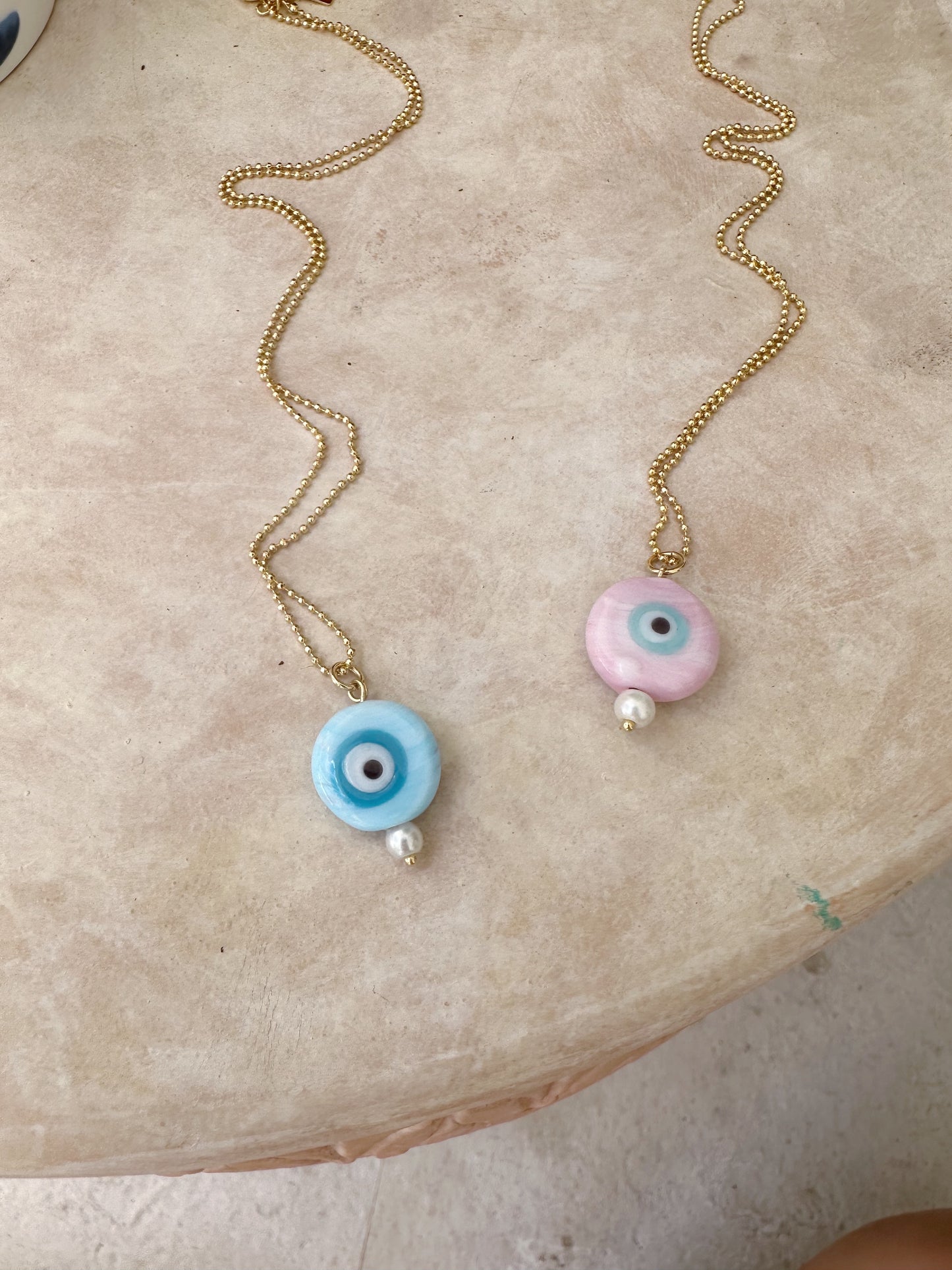 Little Evil Eye With Glass And Pearl Necklace