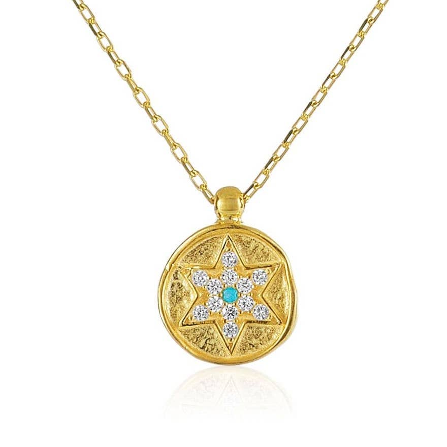 Star Of David With Turquoise Stone