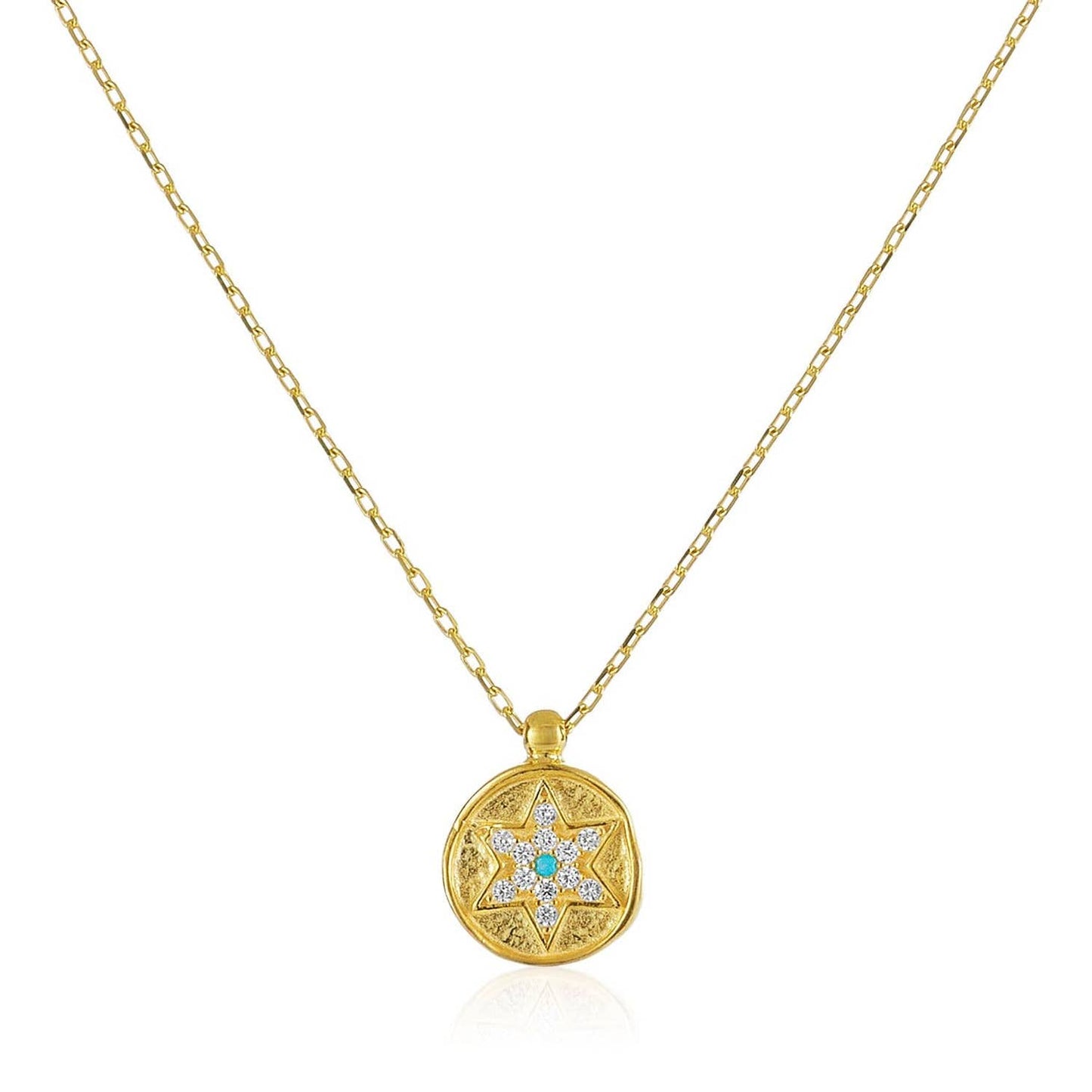 Star Of David With Turquoise Stone